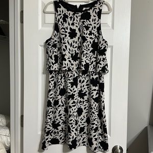 Loft size 14 Sleeveless black and tan mini dress
